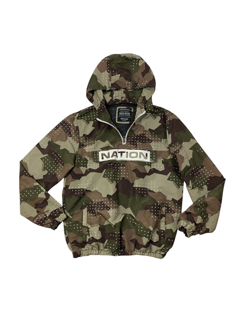 Parish Nation Jacket Mens M Camo Thread Collective Mesh Lined 1/4 Zip‎ Hooded